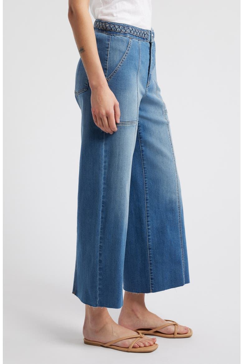 Raw Hem Patch Pocket High Waist Wide Leg Jeans, Alternate, color, BOLT
