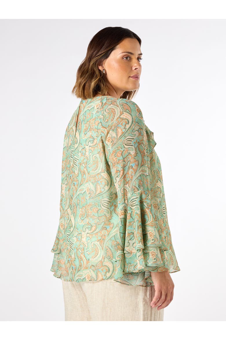 Print Frill Blouse, Alternate, color, Green