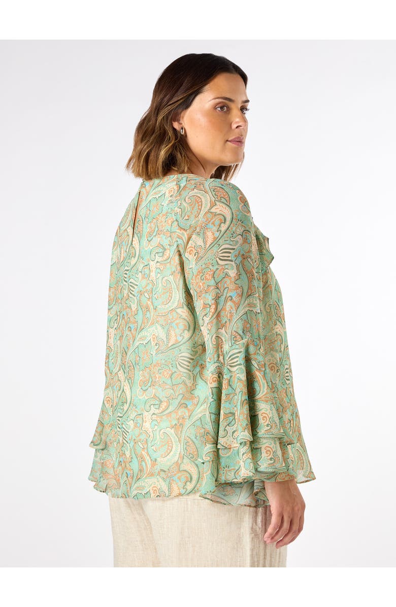 Live Unlimited Print Frill Blouse, Alternate, color, Green