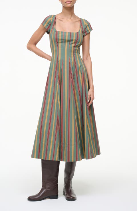 Wells Stripe Stretch Cotton Midi Dress
