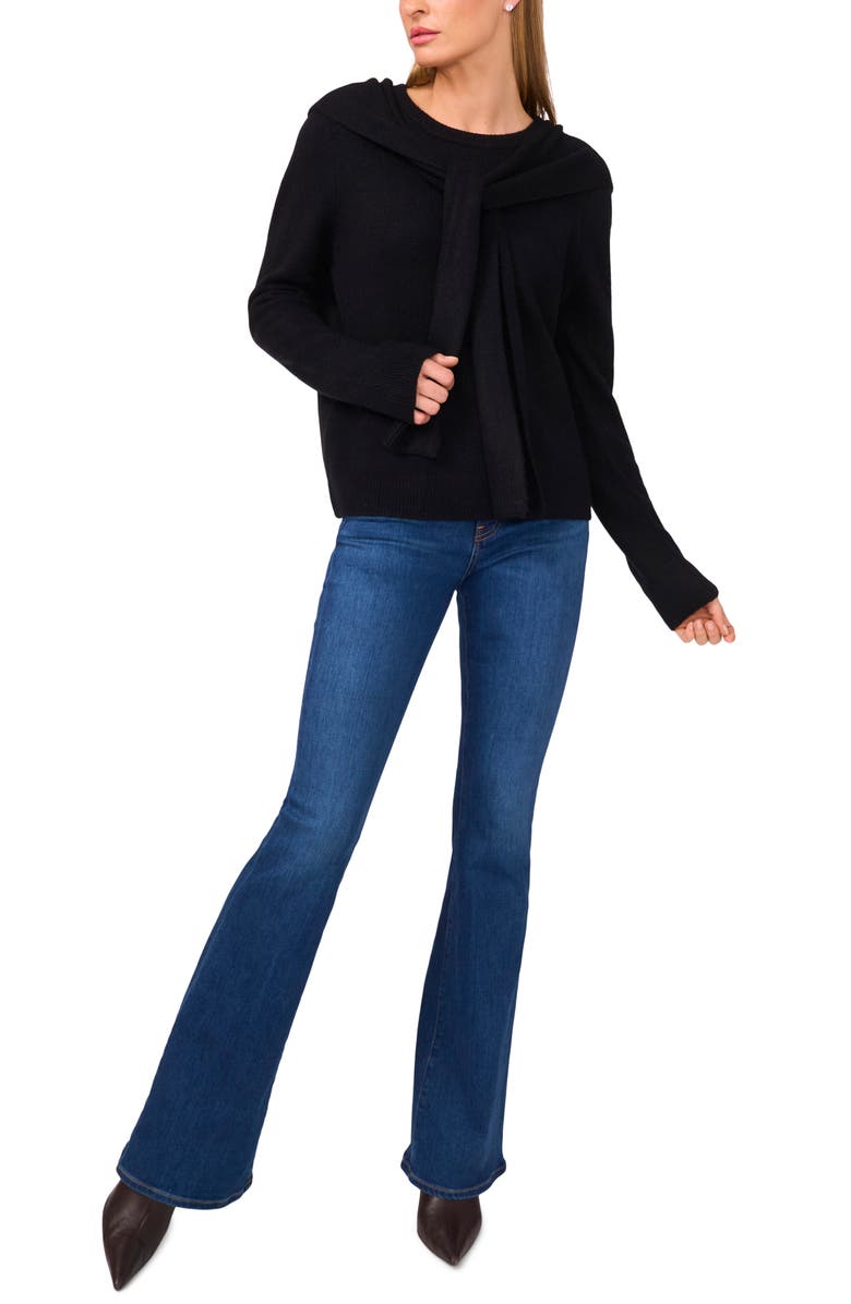Halogen<sup>®</sup> Shoulder Wrap Detail Sweater, Alternate, color, Rich Black