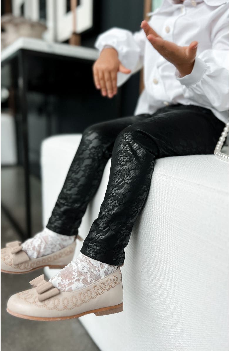 Petite Maison Kids Vegan Printed Leather Leggings, Alternate, color, Black