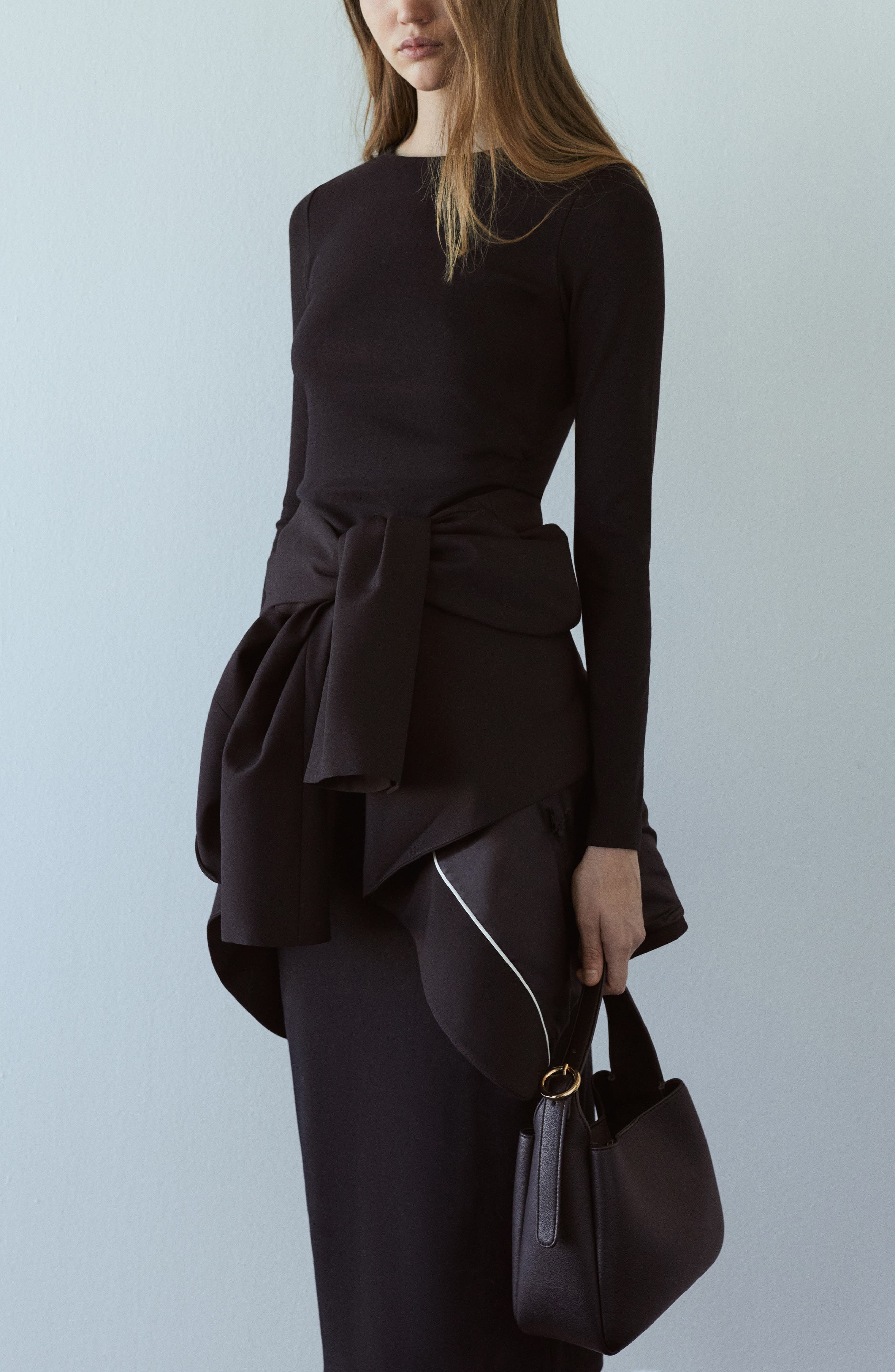 MANGO Statement Buckle Faux Leather Hobo Bag, Alternate, color, 