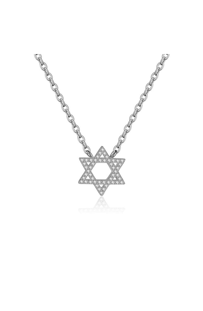 Outofoffice Star Of David Silver Pave Charm Necklace, Main, color, Silver