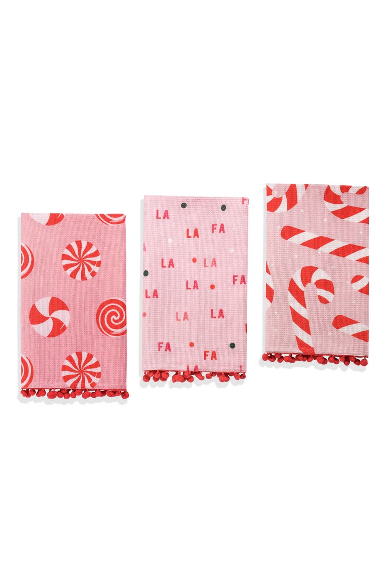 Merry & Bright Modern Holiday Kitchen Towels, Main, color, PINK