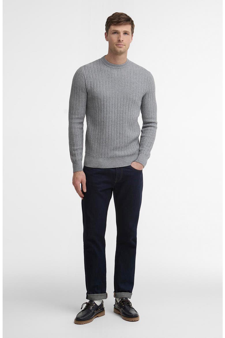 Herringbone Knit Crewneck Sweater, Alternate, color, GREY