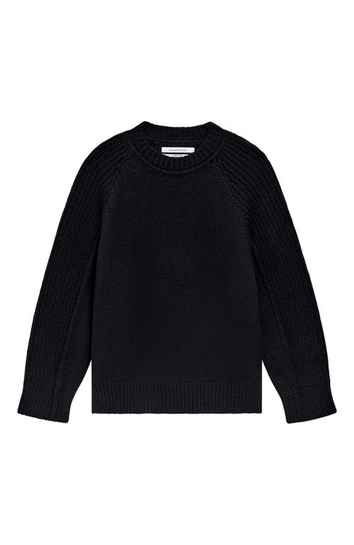 Another Tomorrow Oversized Luxe Crewneck In Black