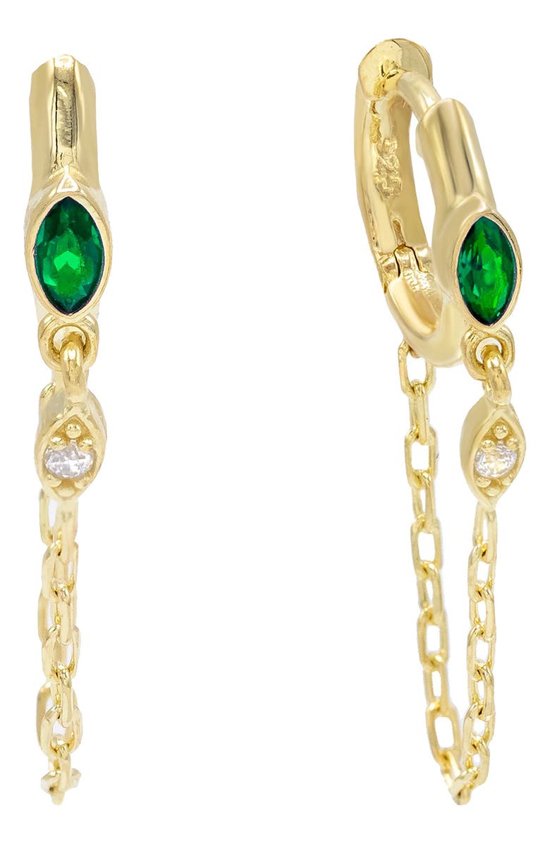 Adina's Jewels Adina’s Jewels Marquise Stone Chain Huggie Hoop Earrings, Main, color, 