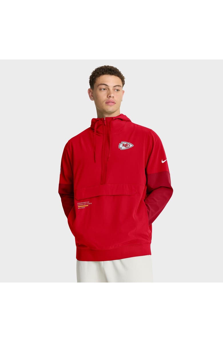 Nike Men's Nike Red Kansas City Chiefs Sideline Anorak Half-Zip Hoodie Jacket, Alternate, color, Red