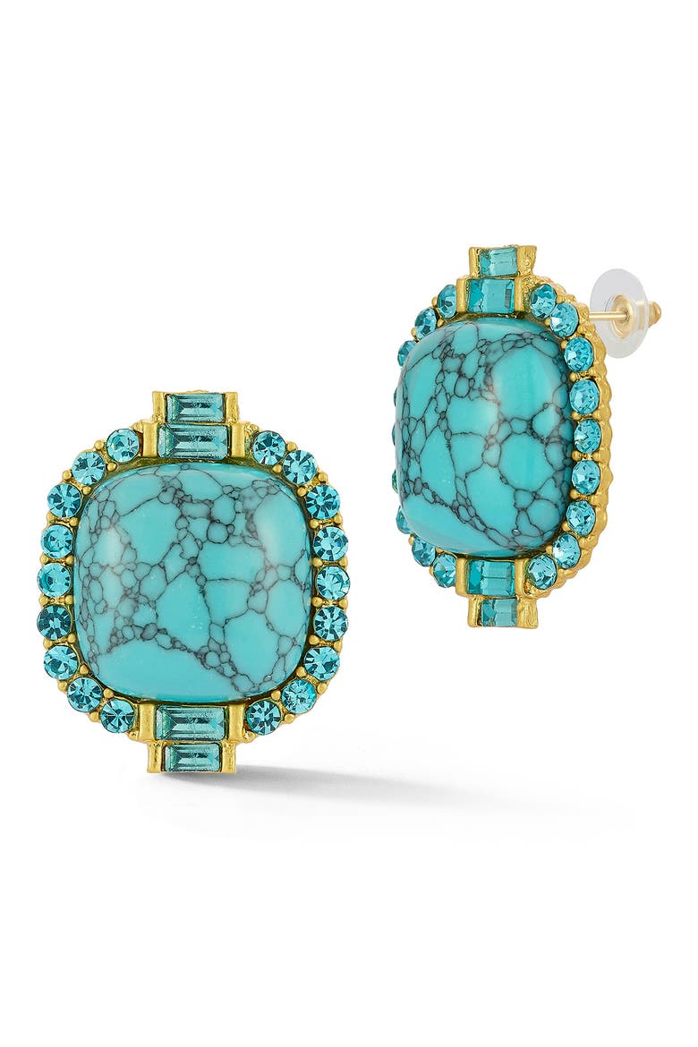 Synthetic Turquoise Statement Stud Earring, Main, color, GOLD