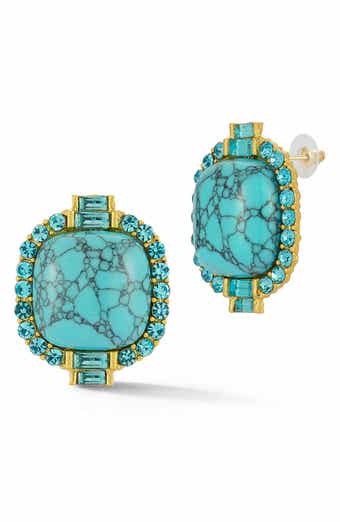 SPHERA MILANO Synthetic Turquoise Statement Stud Earring