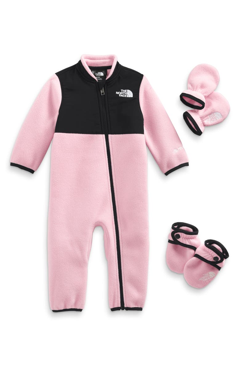 The North Face Denali Fleece Romper, Mittens & Booties Set, Main, color,