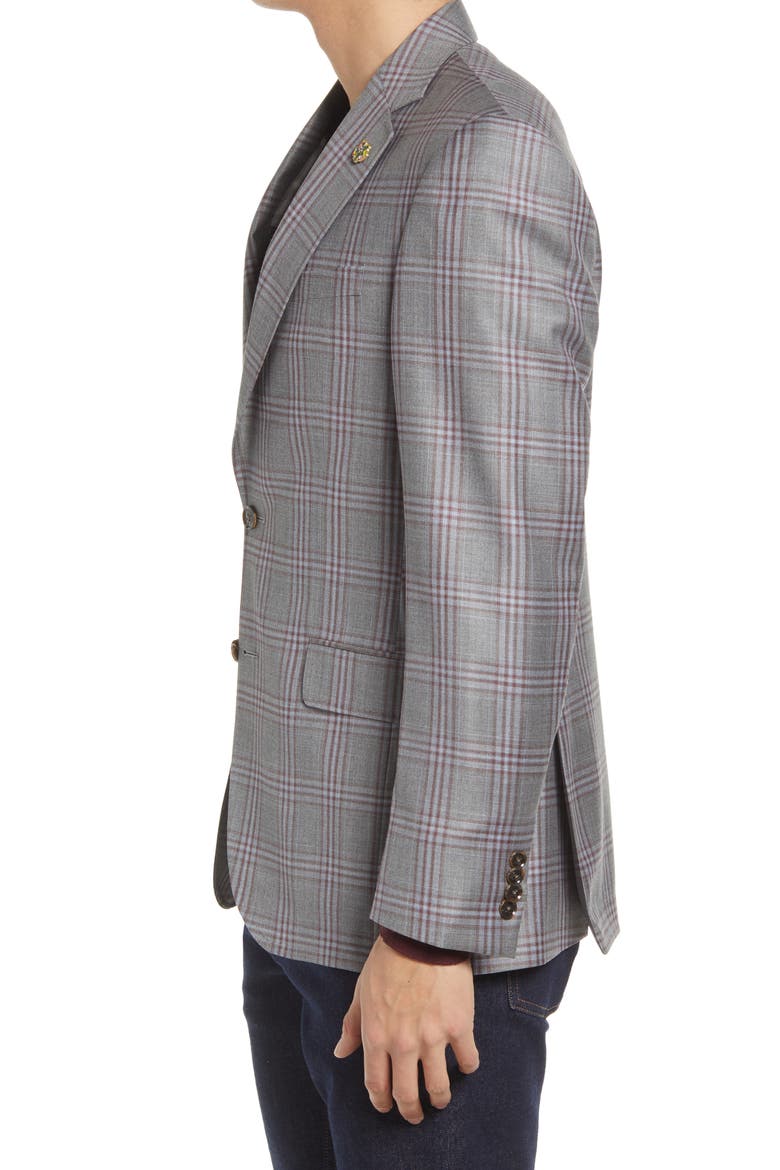 Jay Slim Fit Plaid Wool Sport Coat, Alternate, color, GREY