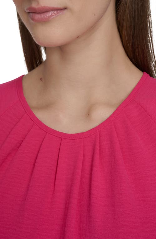 Calvin Klein Aerowash Flutter Sleeve Pleated Dress In Hibiscus