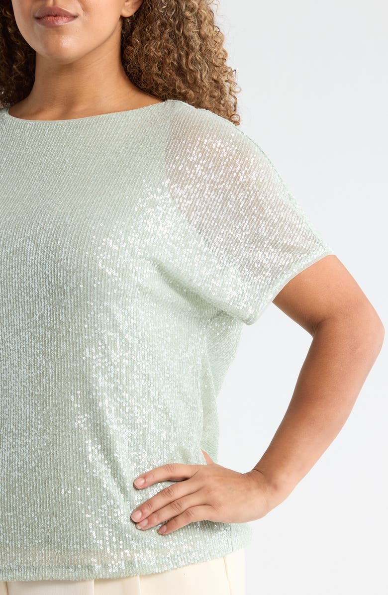 Anne Klein Sequin Dolman T-Shirt, Alternate, color, Soft Aloe