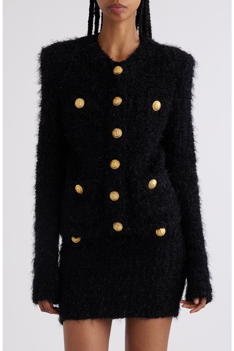 Monogram Maze Tweed Jacket, Main, color, 0PA BLACK