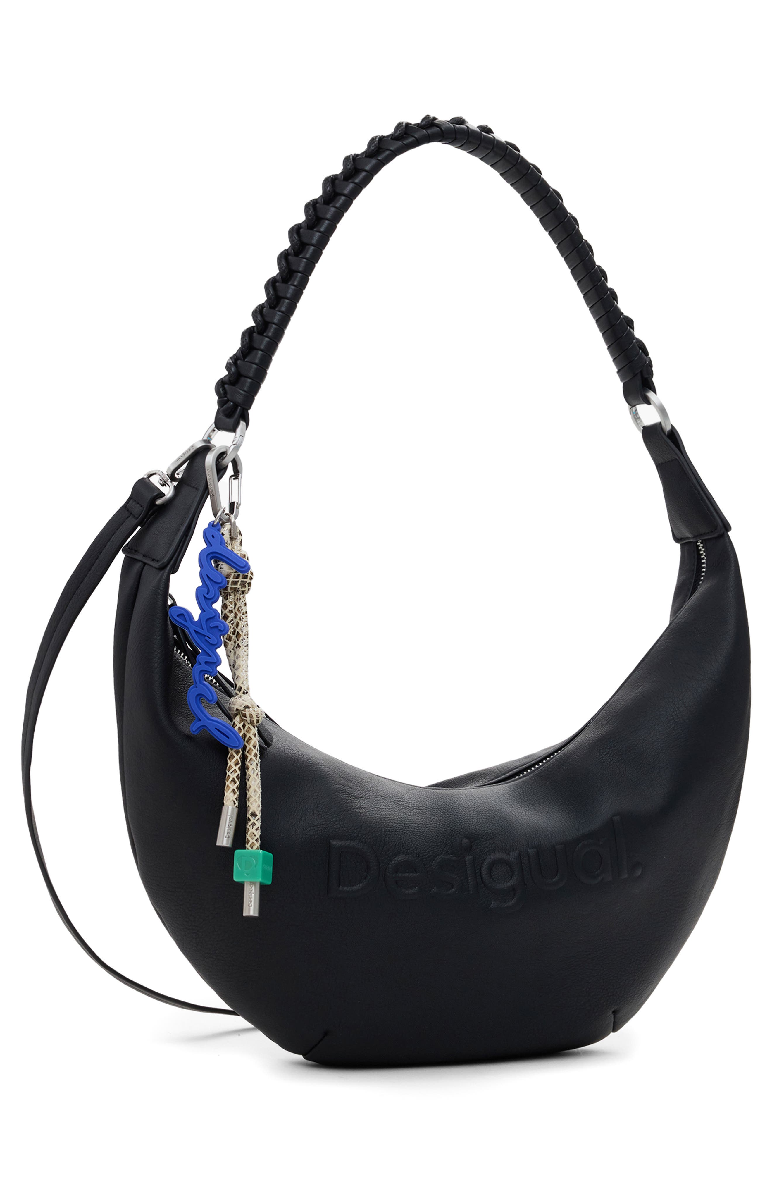 Desigual Faux Leather Crossbody Bag, Alternate, color, Black
