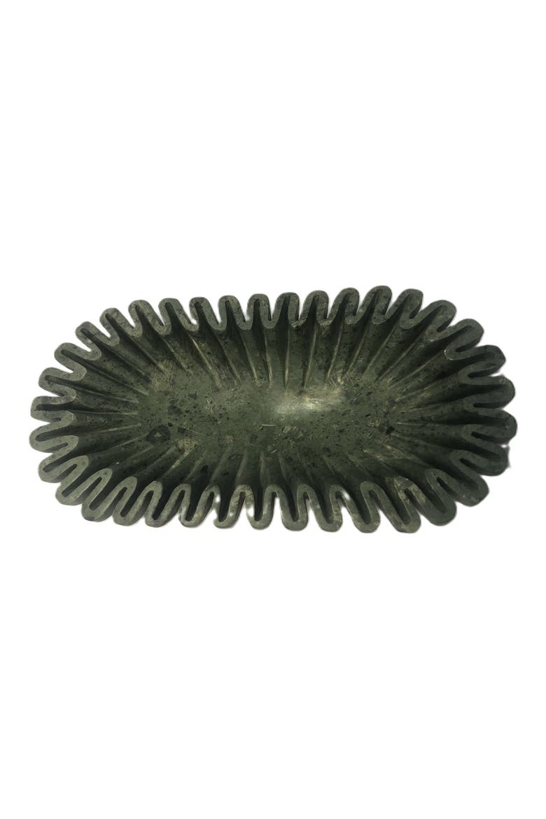 Arkin Ruffle Marble Bowl, Main, color, GREEN