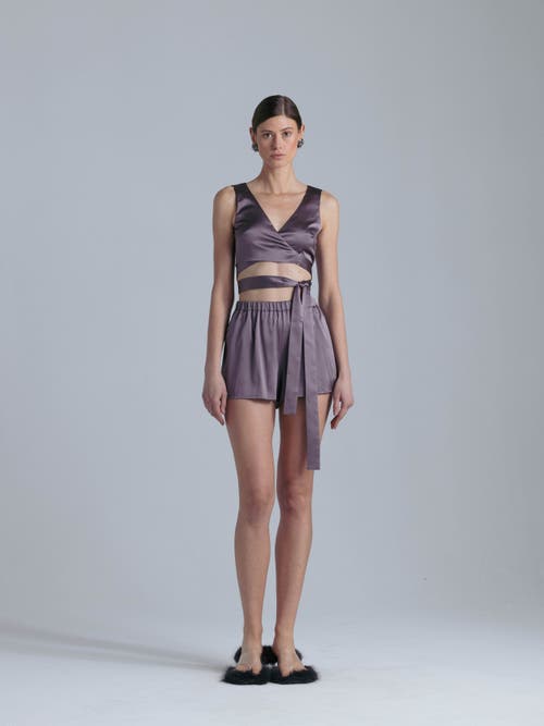 Alas Silk V-neck Top In Gray