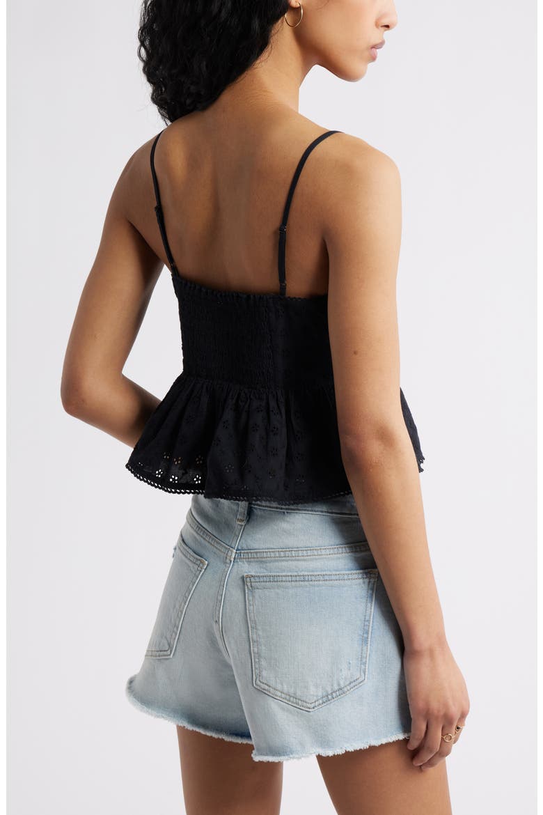 Pretty Cotton Eyelet Babydoll Top, Alternate, color, BLACK