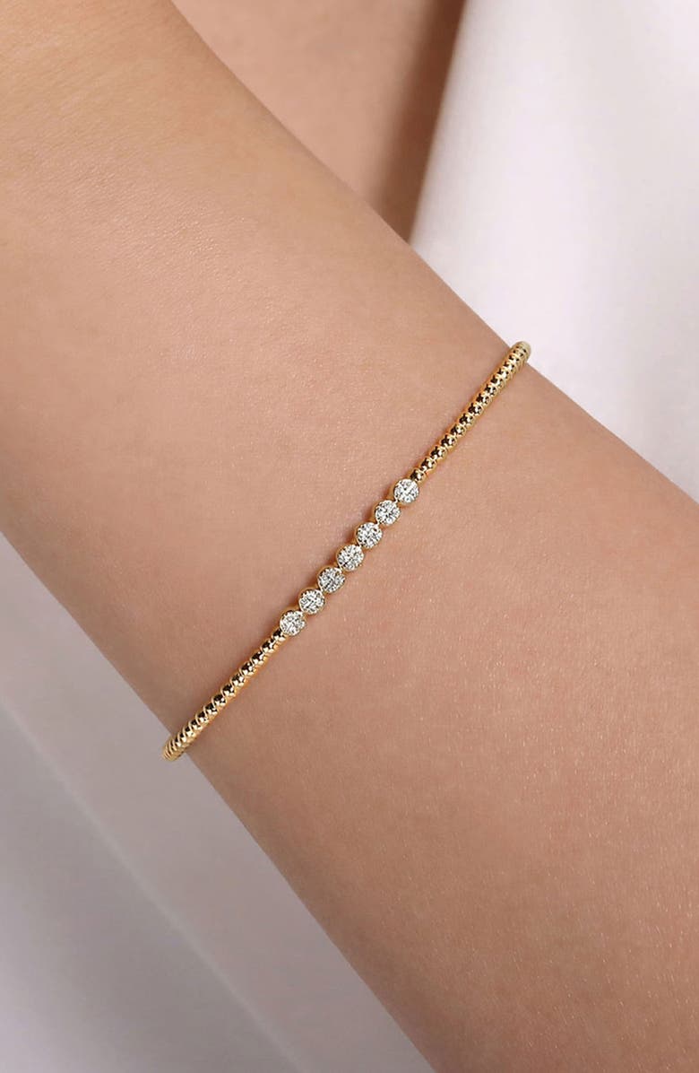 Gabriel & Co. Bujukan Diamond Cluster Beaded Cuff Bracelet, Alternate, color, Gold