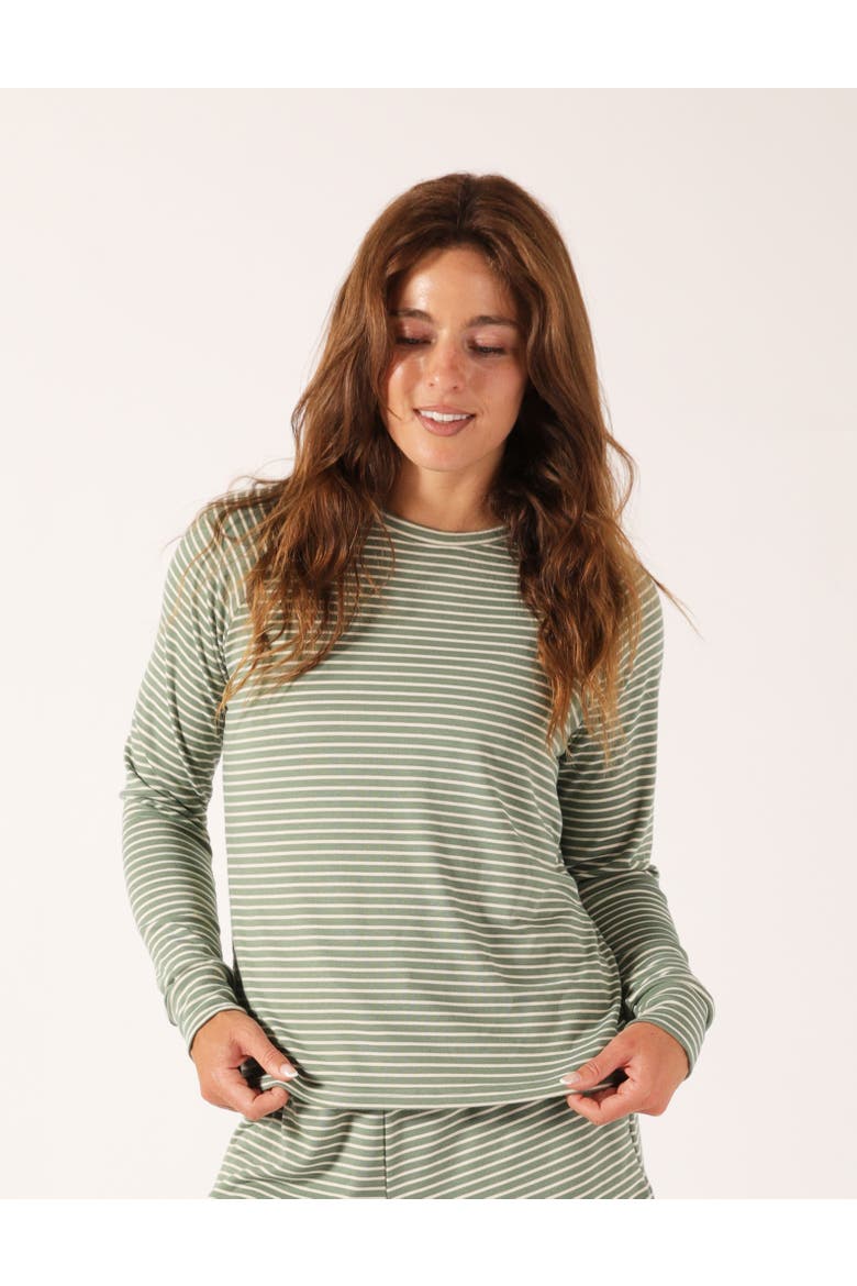 Drift Away Long Sleeve, Alternate, color, Basil Oatmilk Stripe