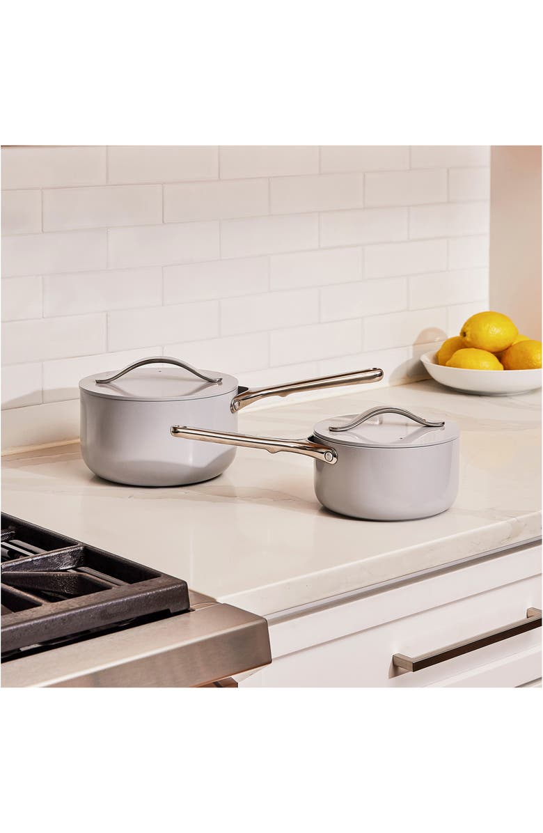 CARAWAY Nonstick Ceramic 1.75-Quart Sauce Pan with Lid, Alternate, color, Gray
