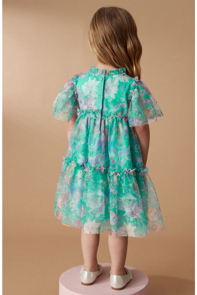 Kids' Tiered Mesh Dress, Alternate, color, GREEN