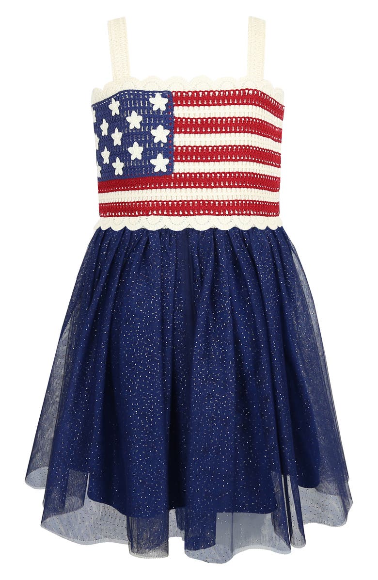 Zunie Kids' Crochet Flag Dress, Main, color, 