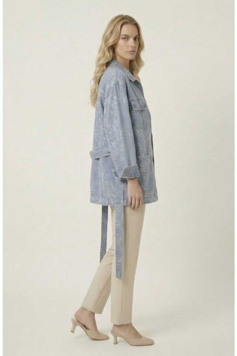 Floral Jacquard Denim Jacket, Alternate, color, Light Blue