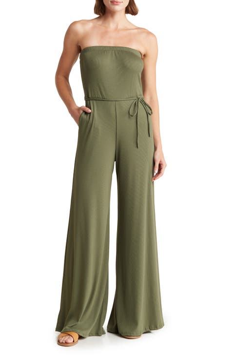 Ribbed Strapless Tube Jumpsuit