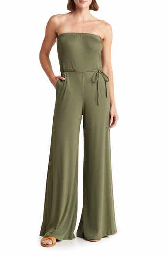 GO COUTURE Ribbed Strapless Tube Jumpsuit
