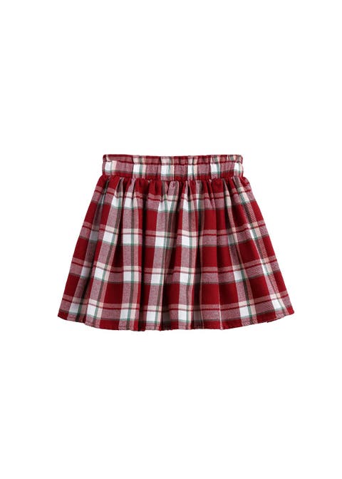 Winterberry Plaid Elastic Waist Brushed Flannel Raw Edge Hem Skirt