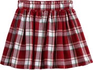 Mabel + Honey Winterberry Plaid Elastic Waist Brushed Flannel Raw Edge Hem Skirt