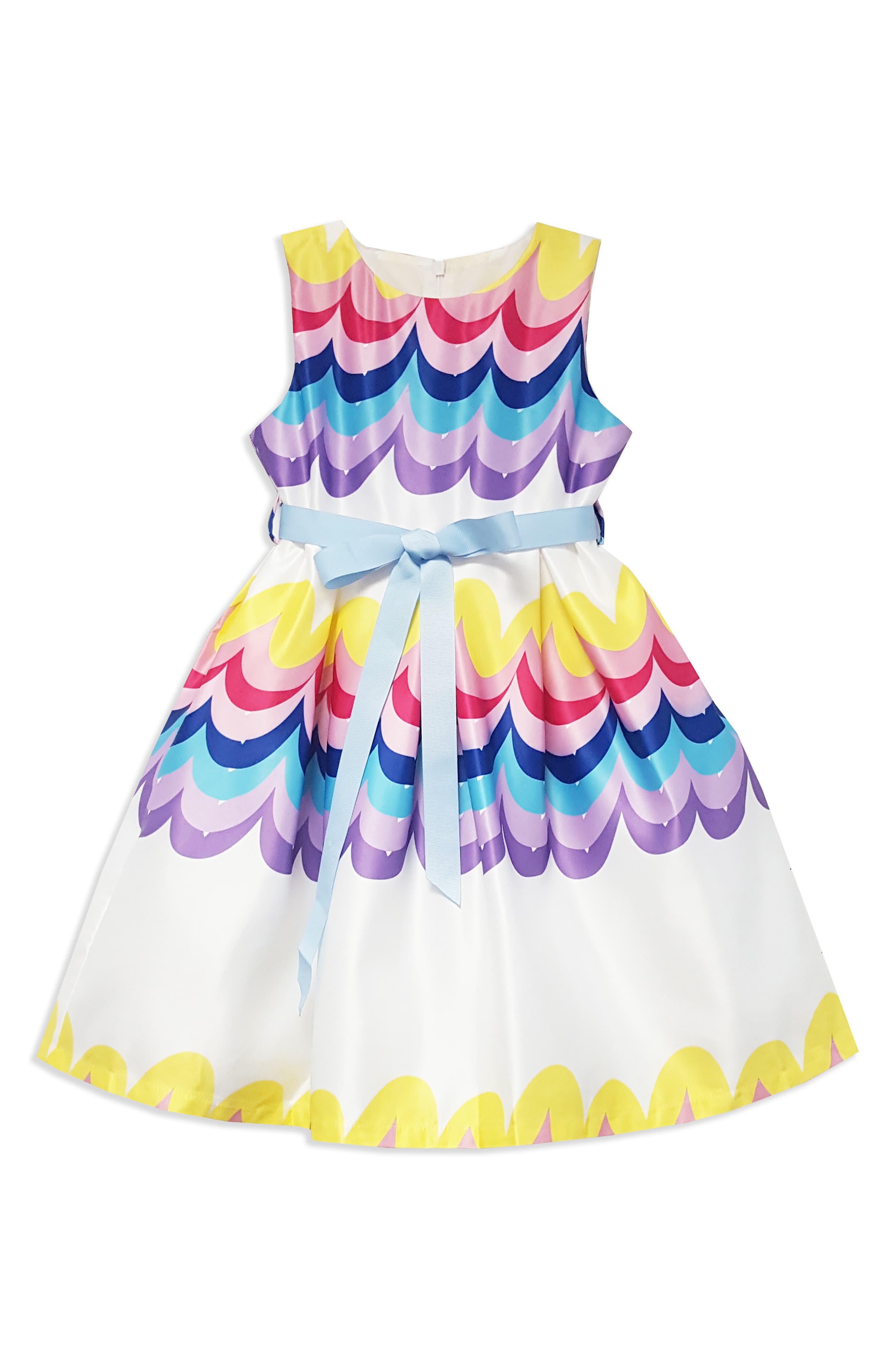 JOE-ELLA Kids' Rainbow Love Tie Waist Dress