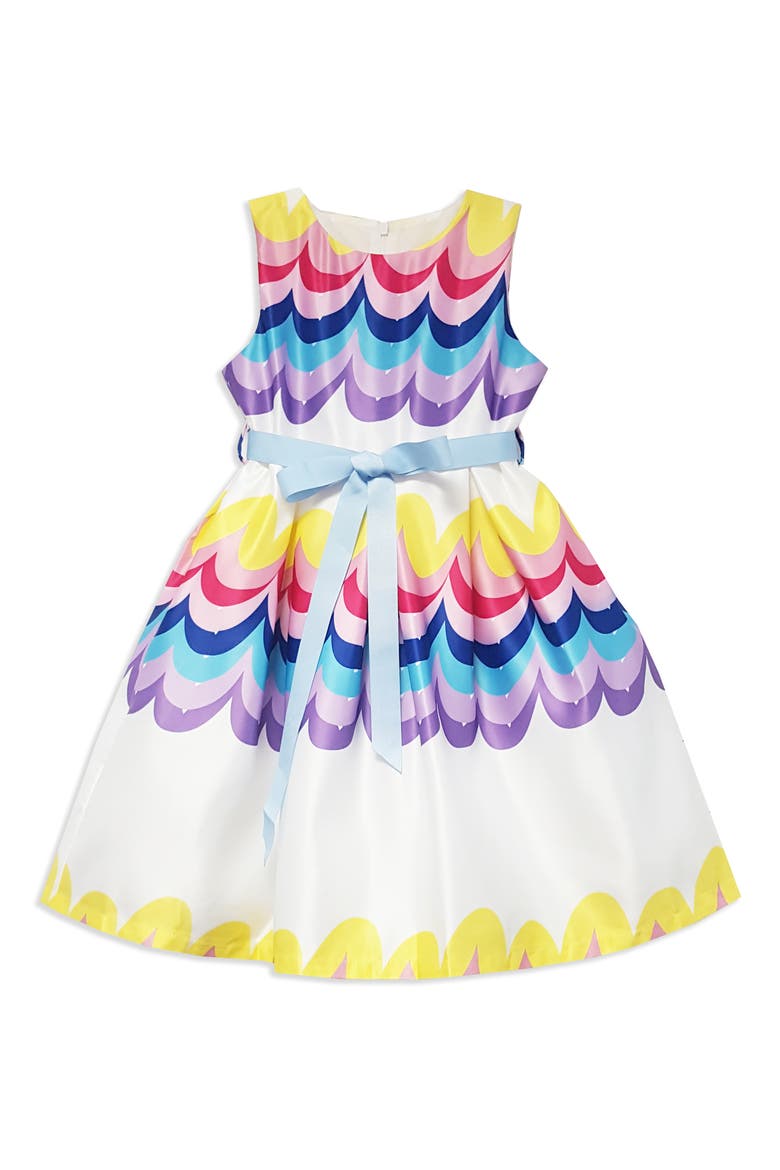 Kids' Rainbow Love Tie Waist Dress, Main, color, WHITE