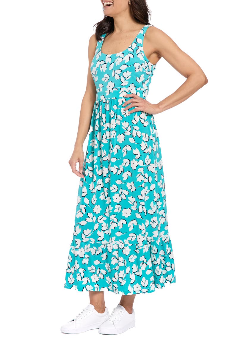 Floral Maxi Dress, Alternate, color, BLUE-GREEN/ IVORY