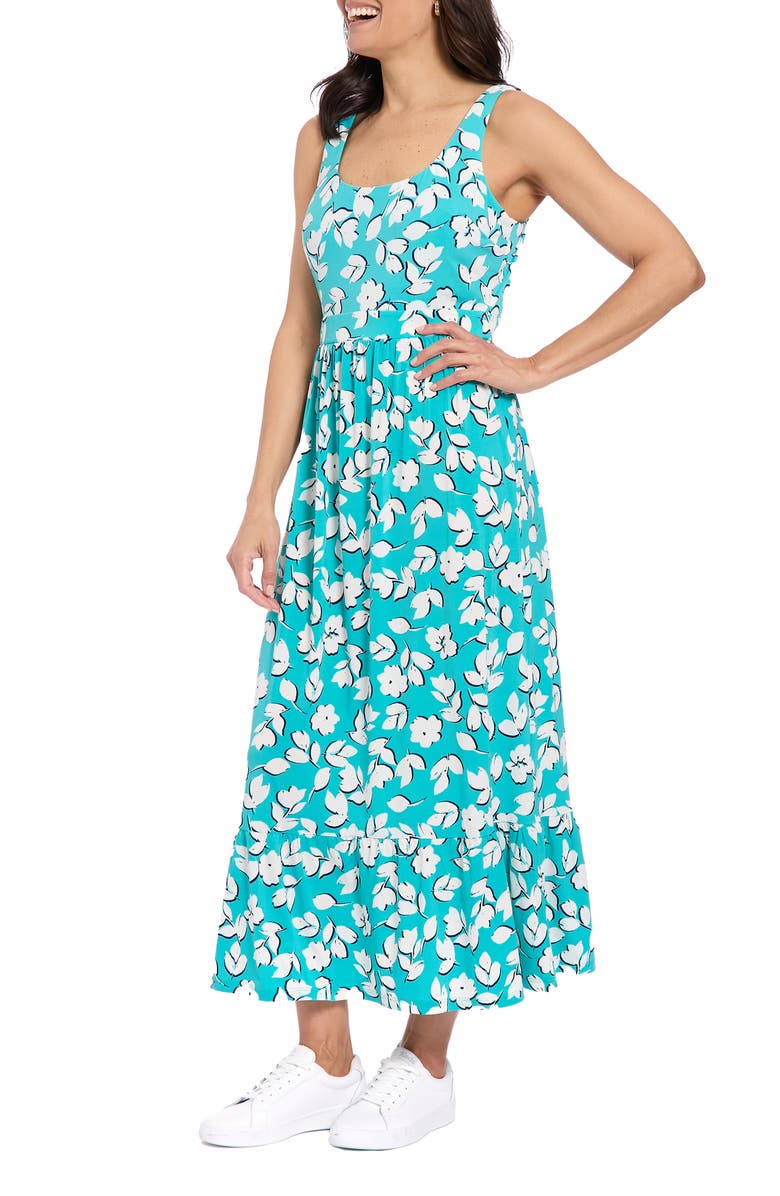 London Times Floral Maxi Dress, Alternate, color, Blue-Green/ Ivory