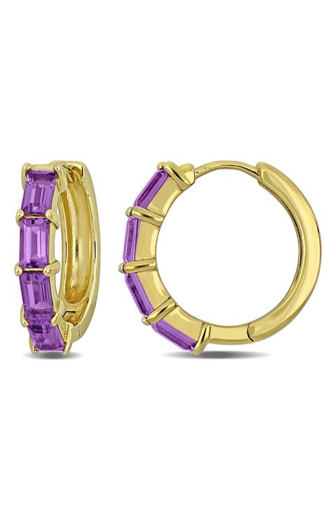 Semiprecious Stone Hoop Earrings