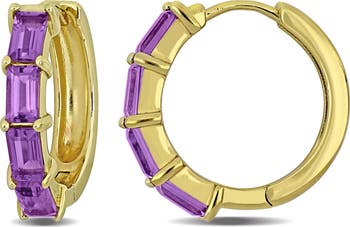 Semiprecious Stone Hoop Earrings