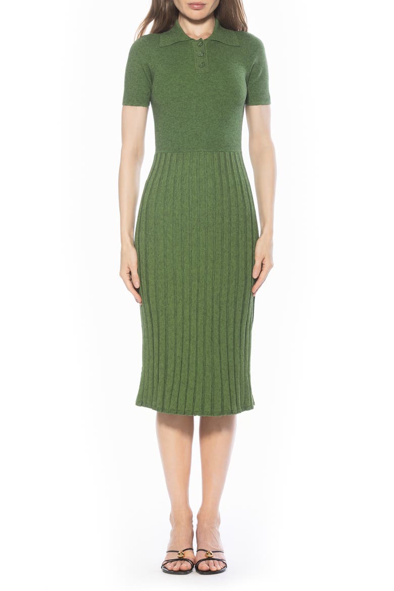 Lanie Collared Knit Midi Dress, Main, color, SAGE