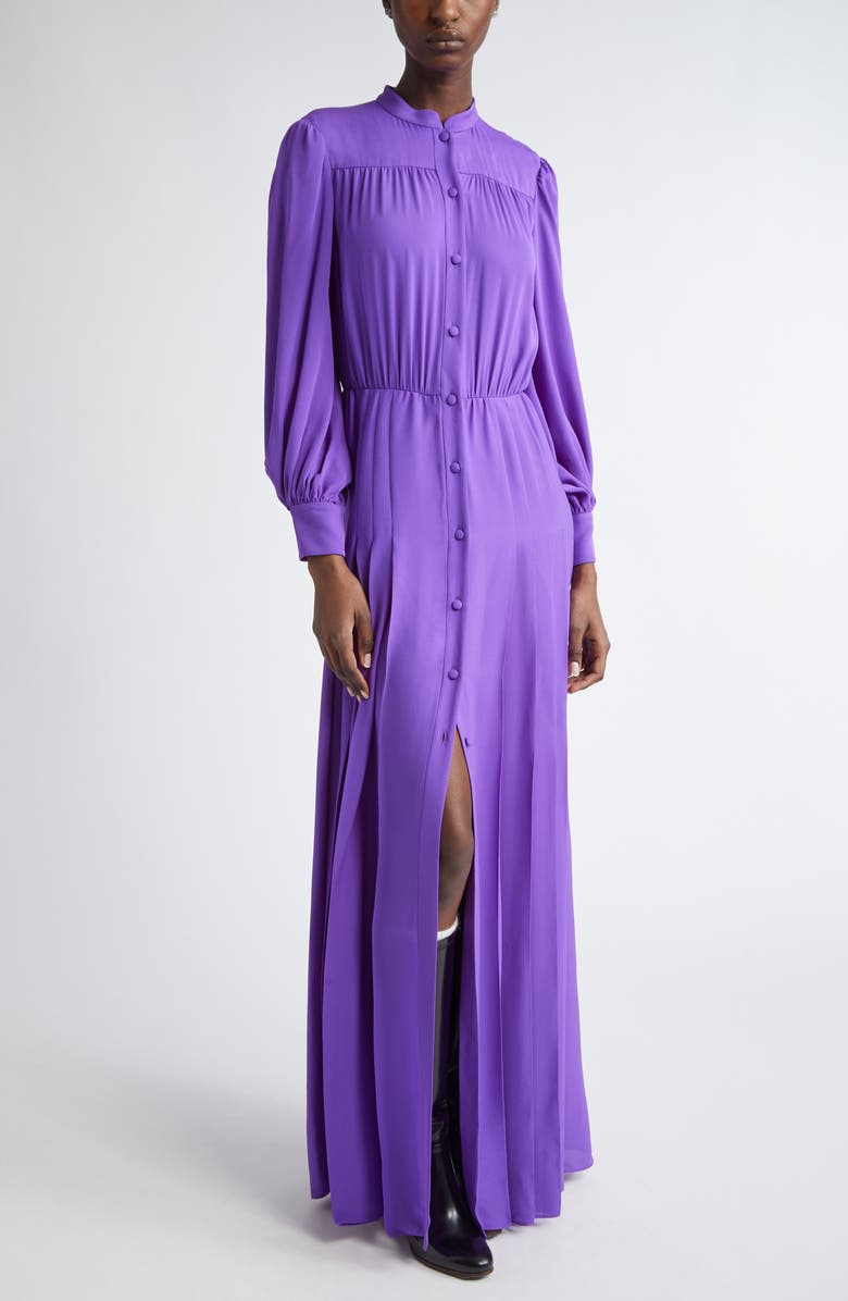 Valentino Garavani Long Sleeve Silk Georgette Shirtdress Gown, Alternate, color, 