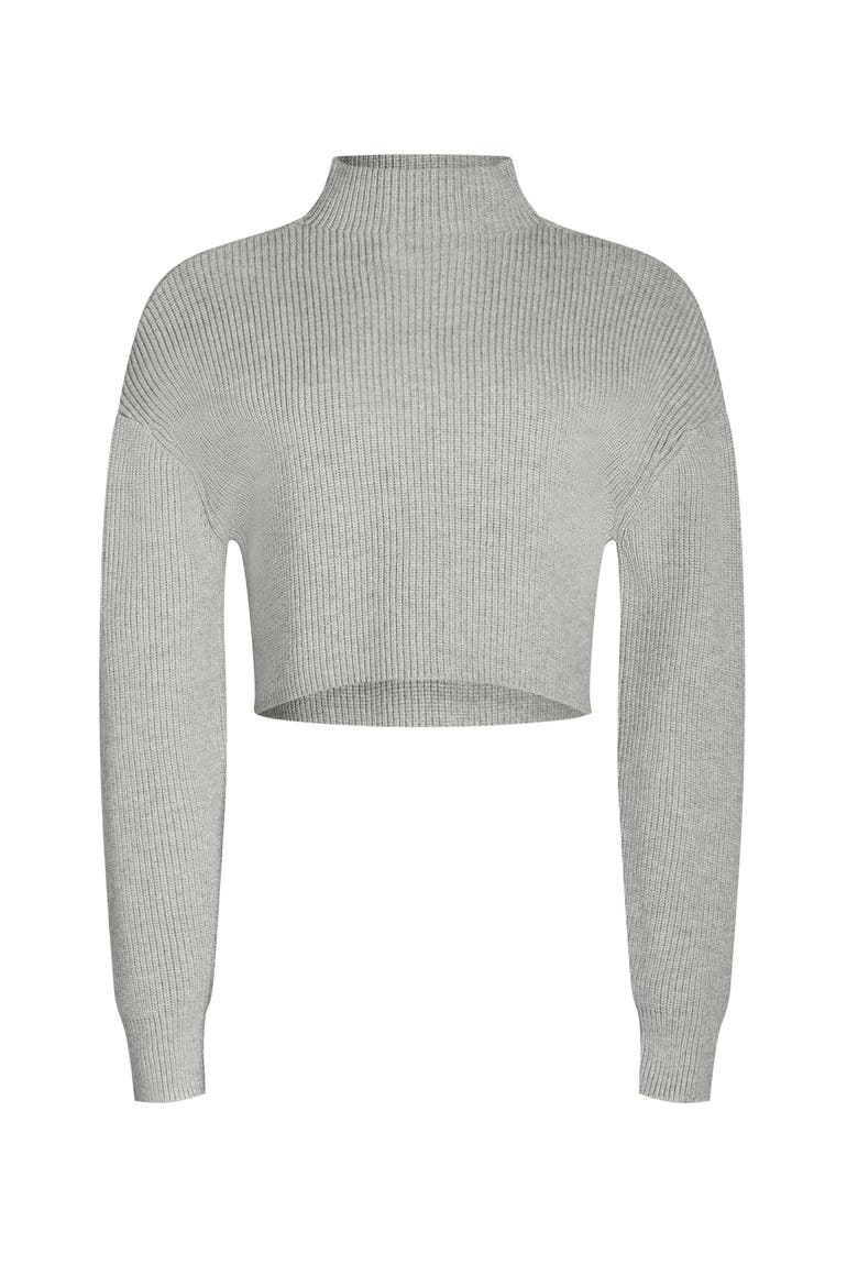 Carmen Mid Cropped Sweater, Alternate, color, Grey