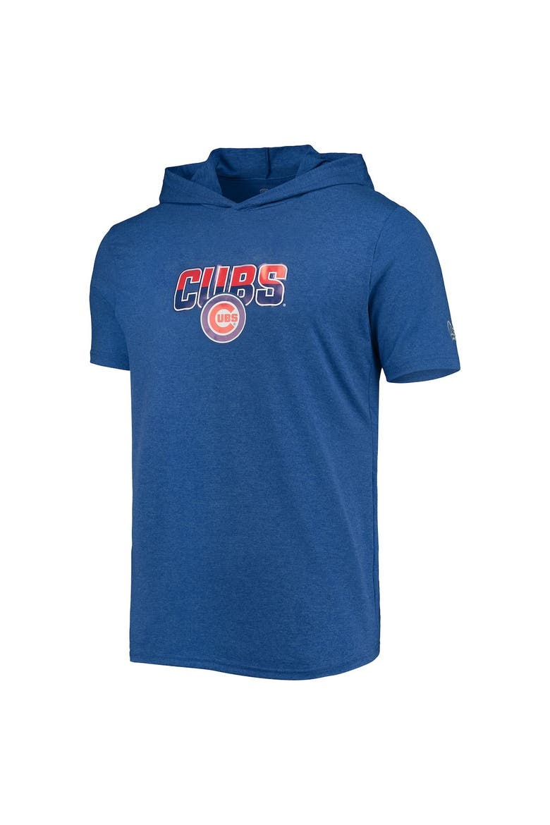 Men's New Era Heathered Royal Chicago Cubs Hoodie T-Shirt, Alternate, color, Heather Royal