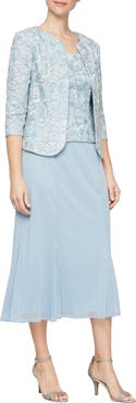 Alex Evenings Lace Bodice Midi Dress with Jacket