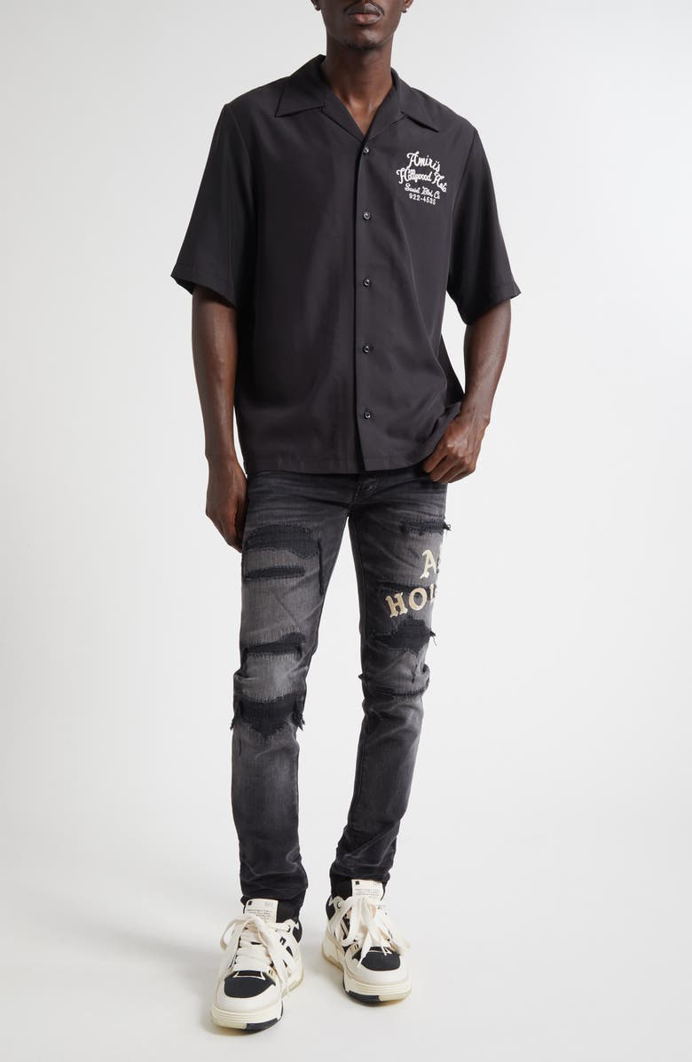 AMIRI Hollywood Auto Bowling Shirt, Alternate, color, Black