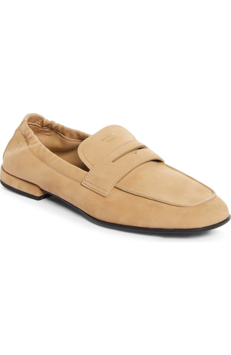 Prada Shuffle Penny Loafer, Main, color, Deserto
