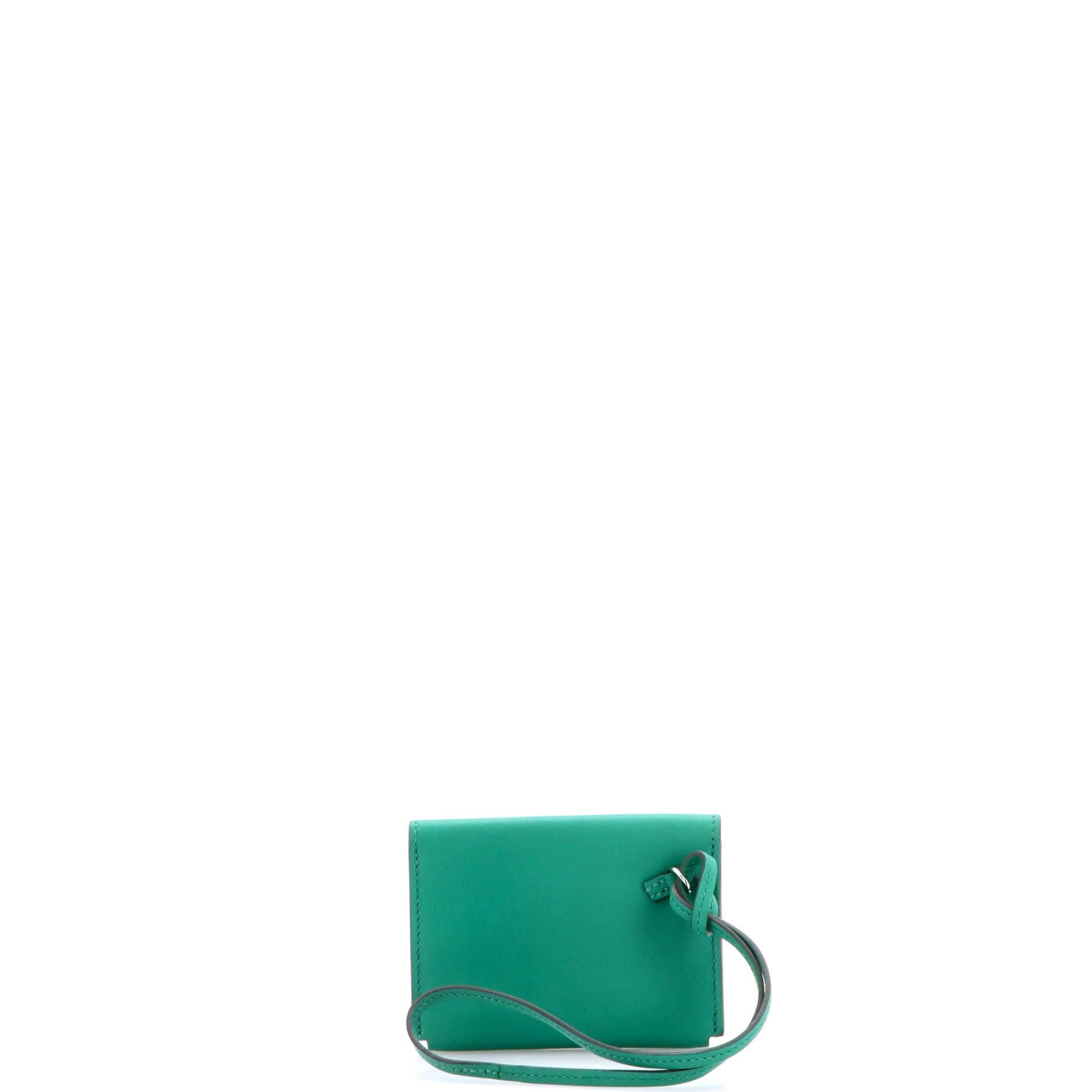 Pre-Owned Hermes Hermesnap Card Holder Swift, Alternate, color, Vert Vertigo