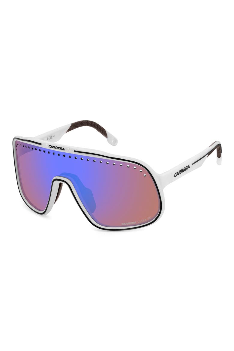 C Sport 99mm Mask Shield Sunglasses, Alternate, color, MATTE WHITE/ BLUE ML HC