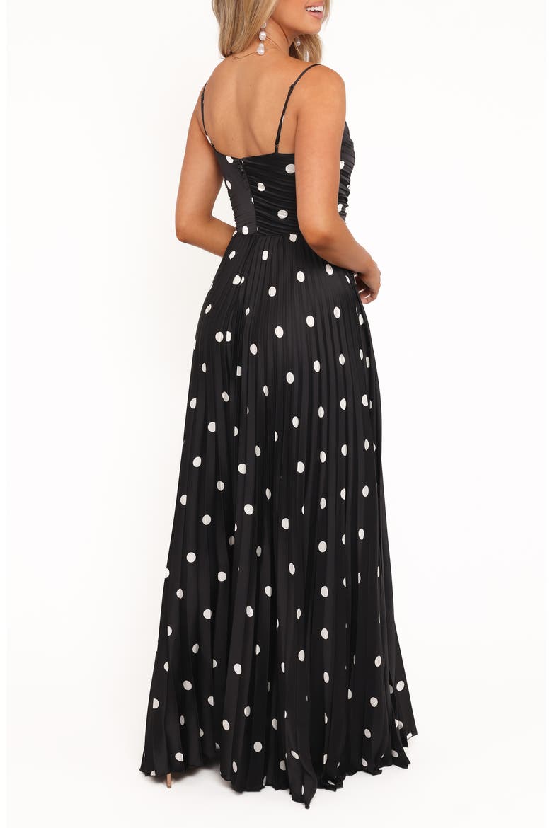 Naira Dot Pleated Maxi Dress, Alternate, color, BLACK POLKA DOT